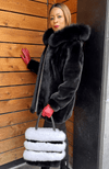 York Furrier Mink 12 / Ranch Ranch Mink Hooded Jacket with Black Fox Hood Trim