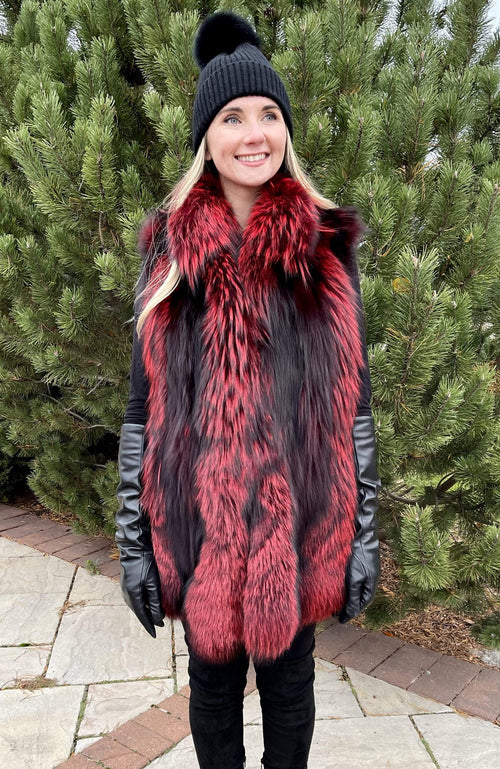 York Furrier Lynx 10 / Natural Red Dyed Silver Fox Vest