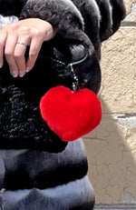 York Furrier Keychain Red Rex Rabbit Heart Purse Charm/Key Chain