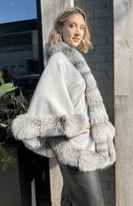 York Furrier Cape One size fits most / Silver Silver Cashmere Cape with Frost Dyed Fox Trim