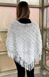 York Furrier Poncho One size fits most / Ivory Silver Rabbit and Ultra Suede Poncho