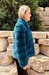 York Furrier Mink 10 / Teal Teal Horizontal Block Mink Jacket