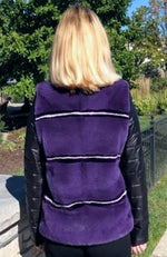 York Furrier Mink 8 / Violet Violet Mink Jacket with Puffer Sleeves & Sheared Beaver Accent Design