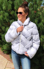 York Furrier Vest White Cross Rex Rabbit Reversible Jacket